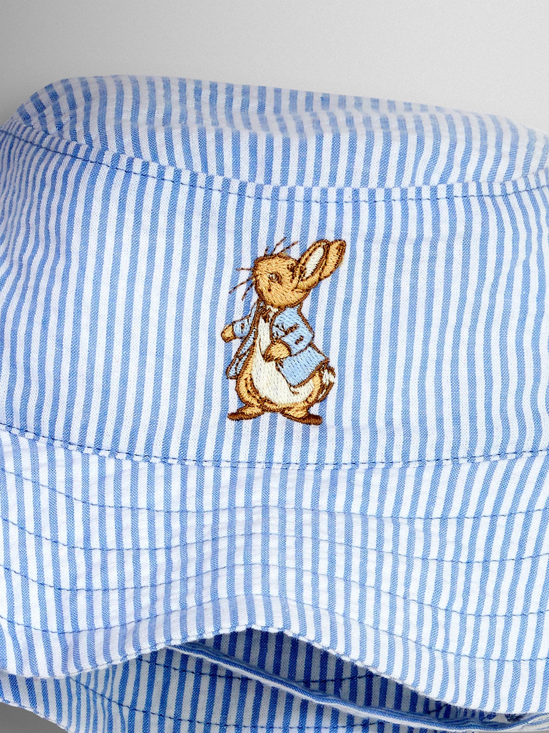 Dsiney Kidz - JoJo Maman Bébé Blue Peter Rabbit™ Embroidered Sun Hat image 3