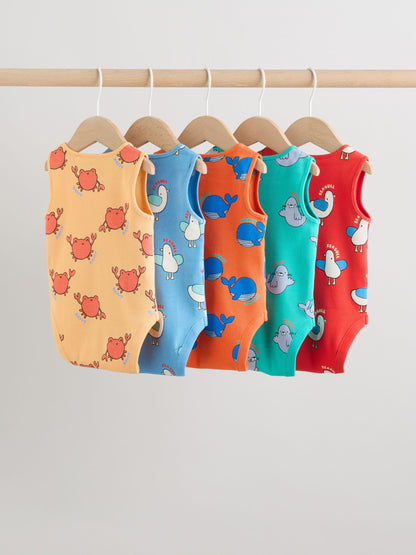 Multi Vest Baby Bodysuits 5 Pack image 2