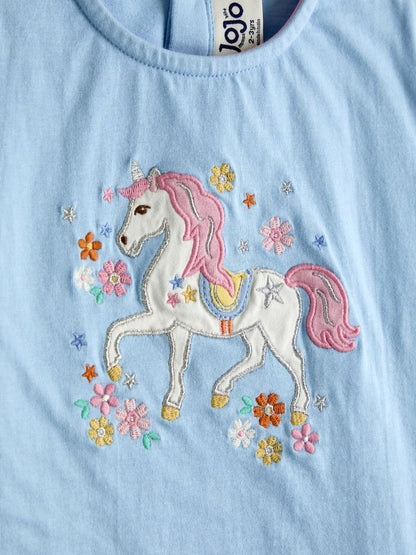JoJo Maman Bébé Bright Pink Unicorn Appliqué T-Shirt & Skort Set image 6