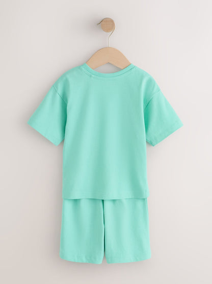 Blue/Green/Orange Pastel Plain Short Pyjamas 3 Pack (9mths-10yrs) image 4
