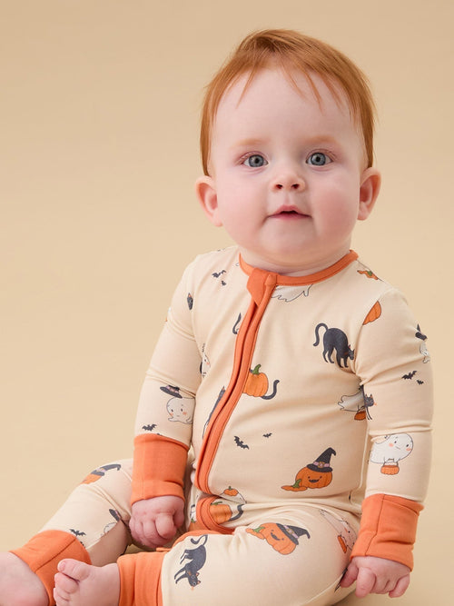 MORI Cream Halloween Two Way Zip-Up Sleepsuit image 1