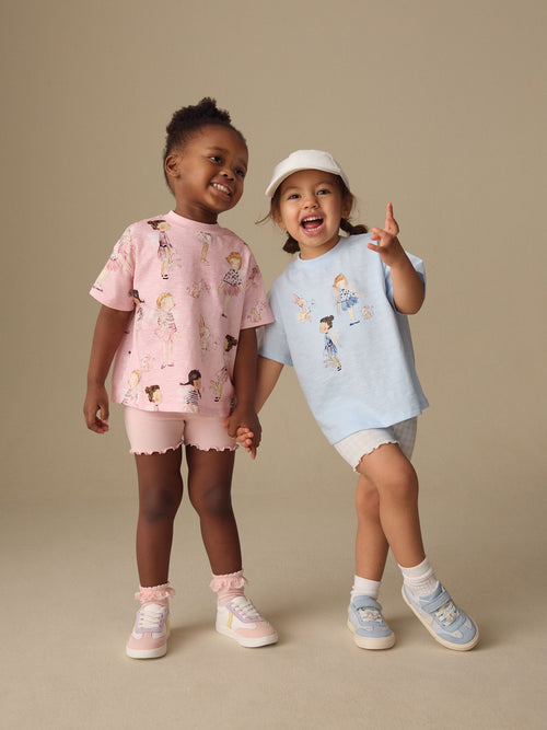Dsiney Kidz - Pink/Blue Fairy Top & Cycle Shorts Set 2 Pack (3mths-7yrs) image 1
