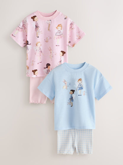 Pink/Blue Fairy Top & Cycle Shorts Set 2 Pack (3mths-7yrs) image 6
