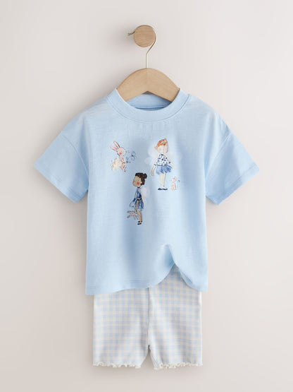 Pink/Blue Fairy Top & Cycle Shorts Set 2 Pack (3mths-7yrs) image 8
