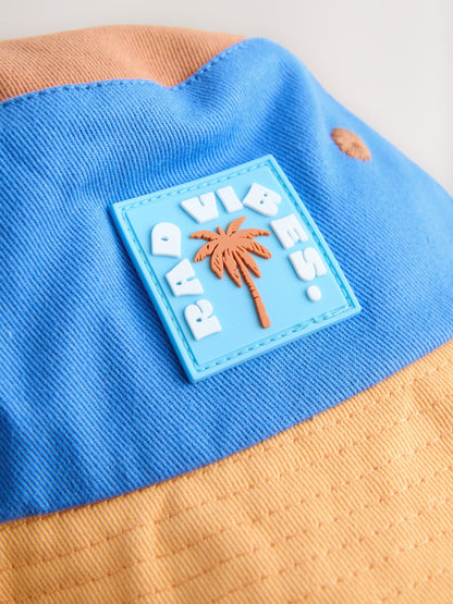 Blue/Orange Colourblock Bucket Hat (3mths-10yrs) image 2