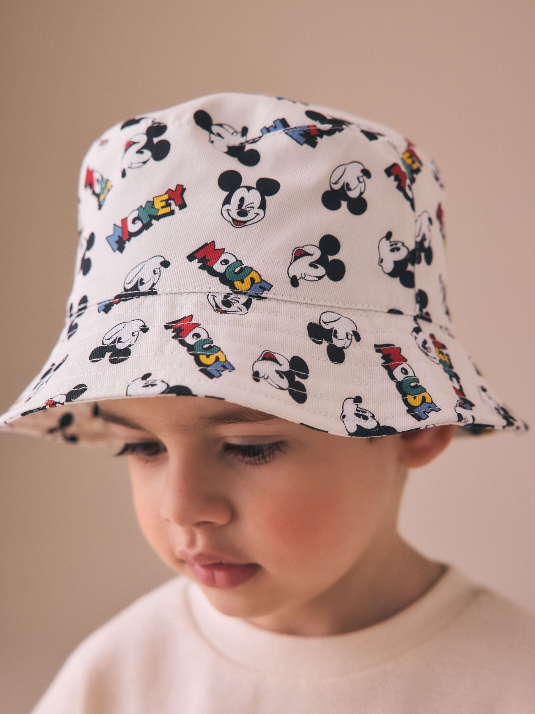 Dsiney Kidz - Ecru White All-Over-Print Mickey Mouse Bucket Hat (3mths-10yrs) image 1