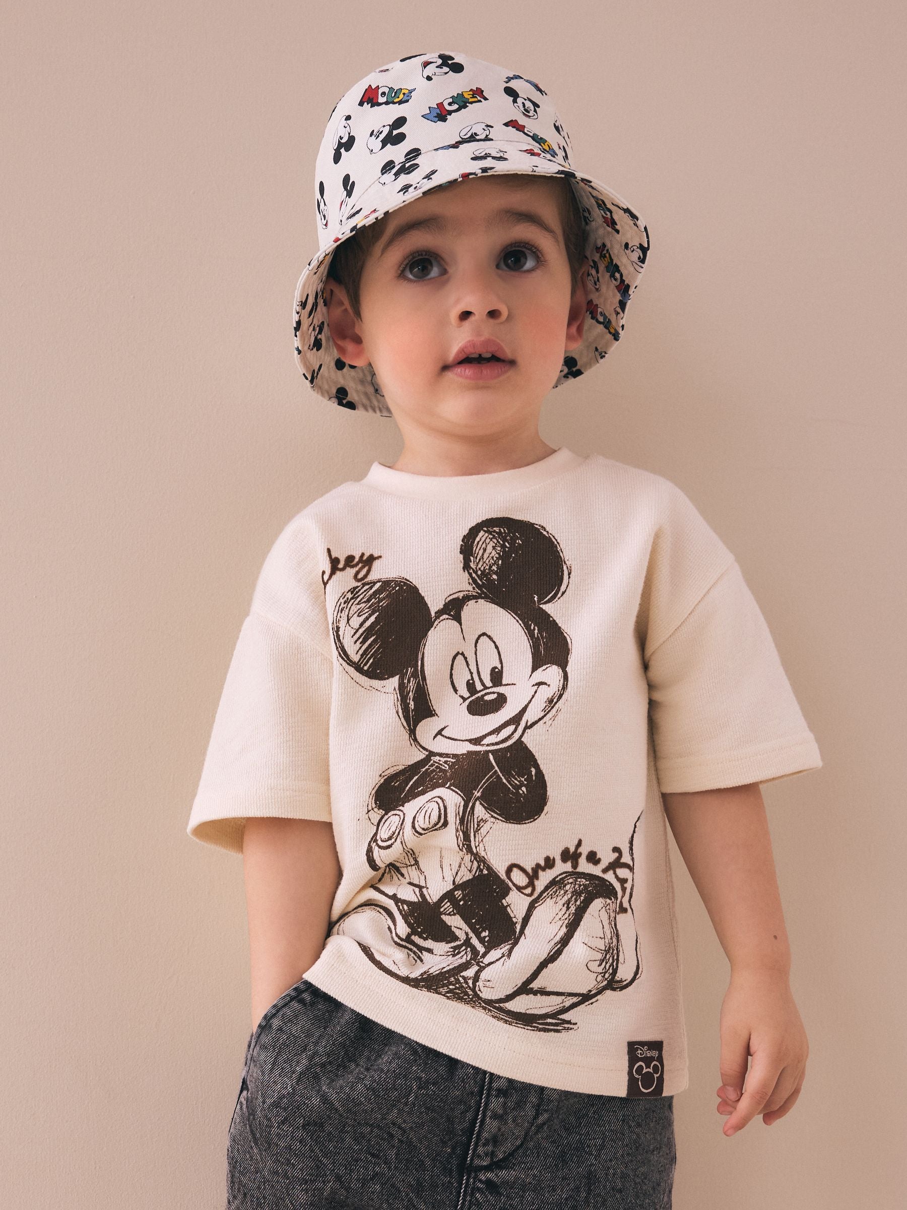 Dsiney Kidz - Ecru White All-Over-Print Mickey Mouse Bucket Hat (3mths-10yrs) image 2