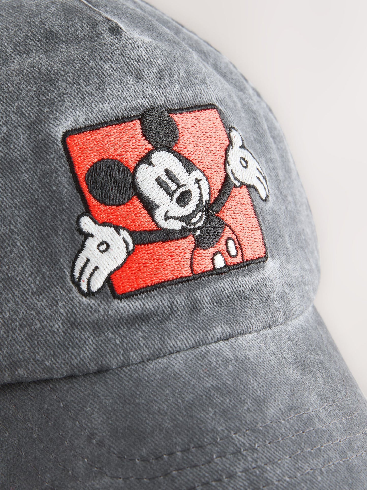 Washed Grey Denim Mikey Mouse Baseball Cap (3mths-10yrs) image 2