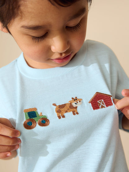 Blue Farm Trio Embroidery Short Sleeve Appliqué T-Shirt (3mths-7yrs) image 4