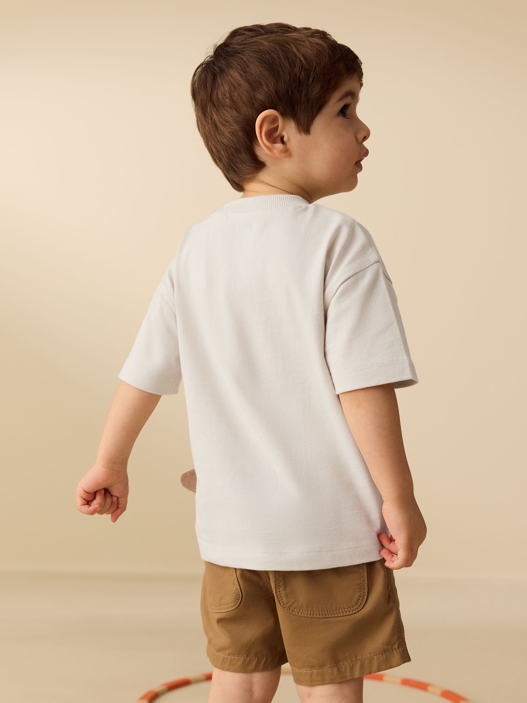 Cream Dinosaur Short Sleeve Interactive T-Shirt (3mths-7yrs) image 3