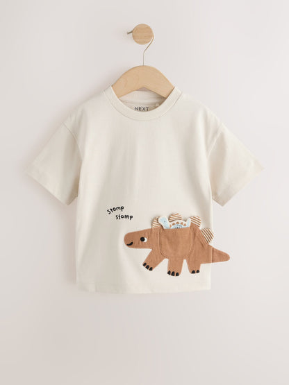 Cream Dinosaur Short Sleeve Interactive T-Shirt (3mths-7yrs) image 5