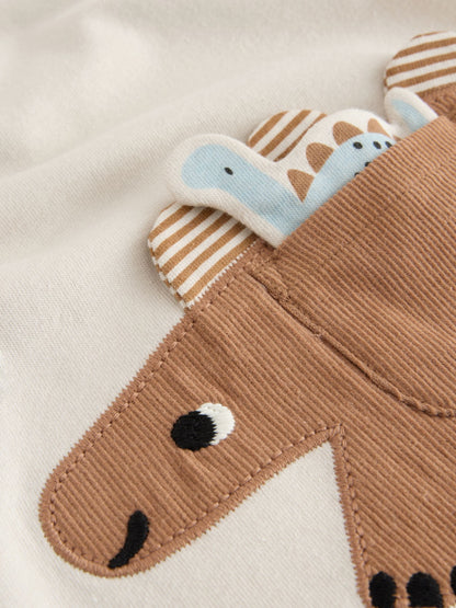 Cream Dinosaur Short Sleeve Interactive T-Shirt (3mths-7yrs) image 7