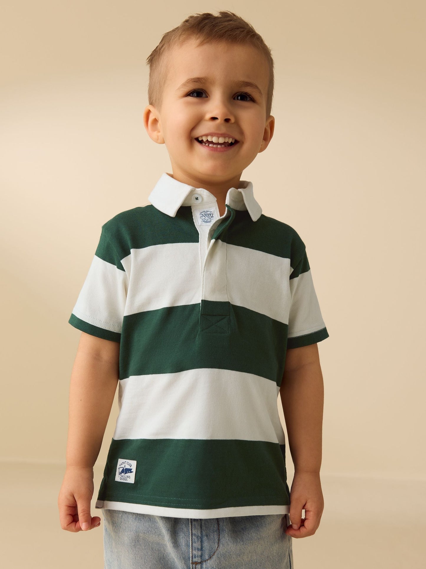 Dsiney Kidz - Green/White Short Sleeve Rugby Polo Shirt (3mths-7yrs) image 1