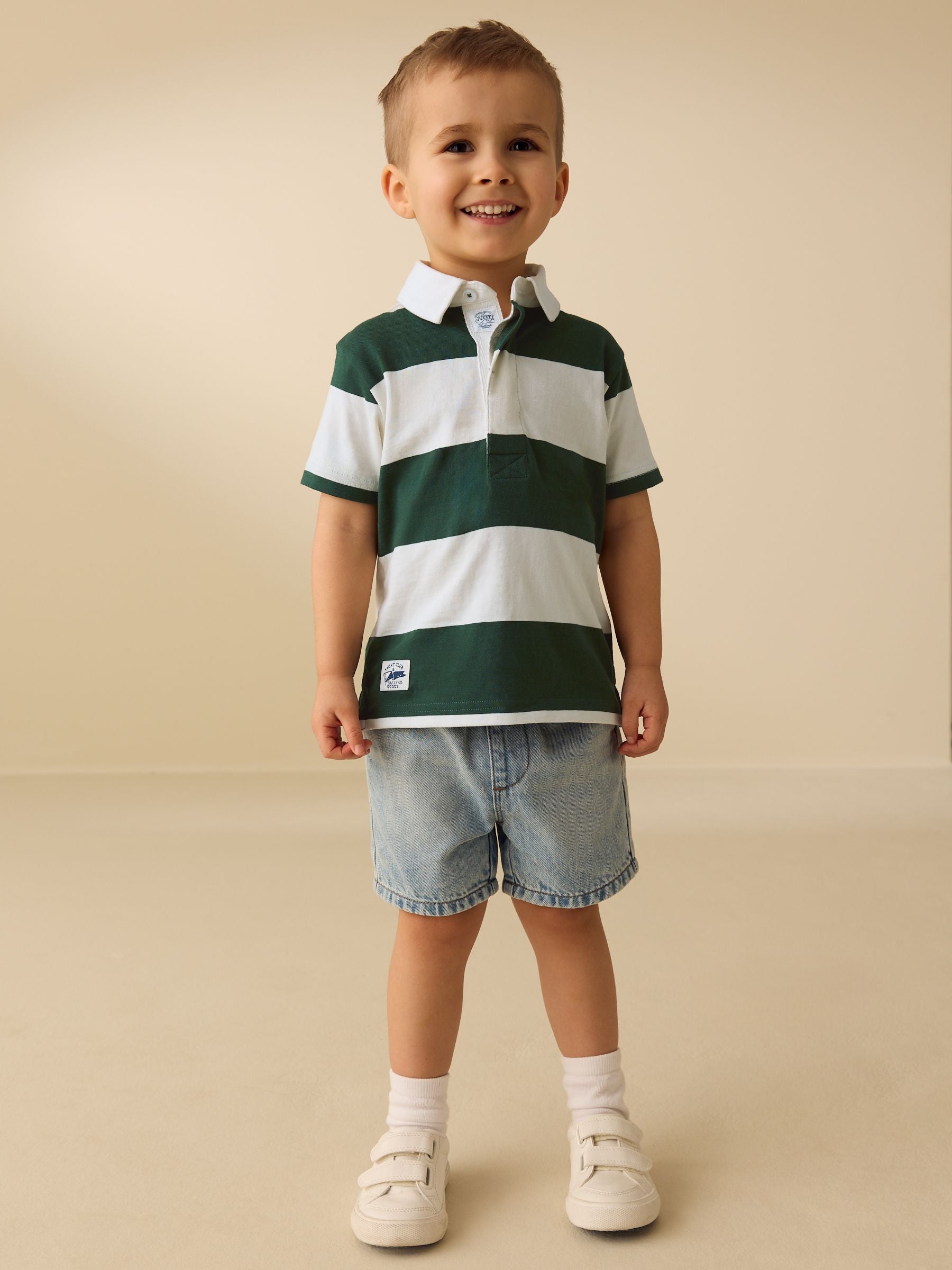 Dsiney Kidz - Green/White Short Sleeve Rugby Polo Shirt (3mths-7yrs) image 2