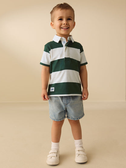 Dsiney Kidz - Green/White Short Sleeve Rugby Polo Shirt (3mths-7yrs) image 2