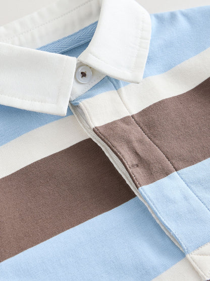 Dsiney Kidz - Chocolate Brown/Blue/White Short Sleeve Rugby Polo Shirt (3mths-7yrs) image 8