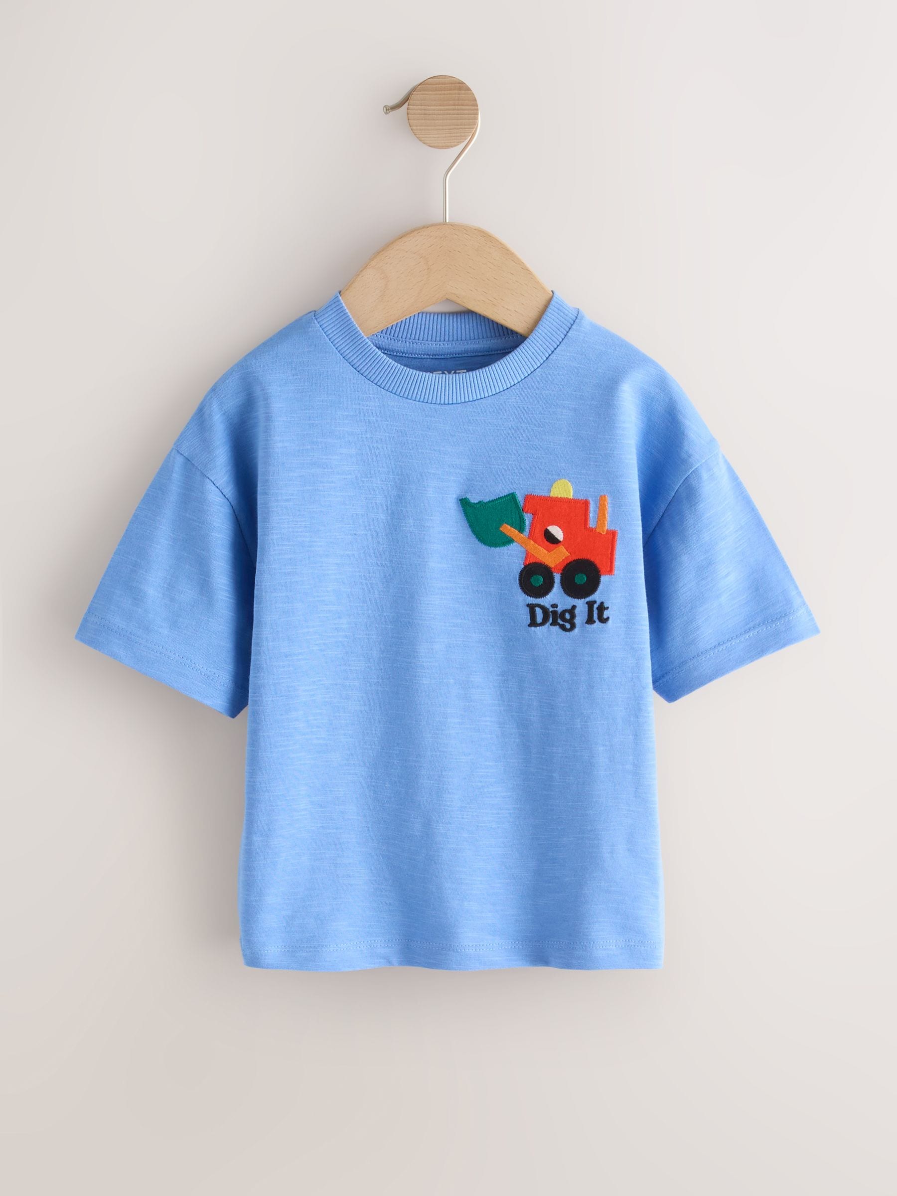 Multi Digger Short Sleeve Appliqué T-Shirts 3 Pack (3mths-7yrs) image 2