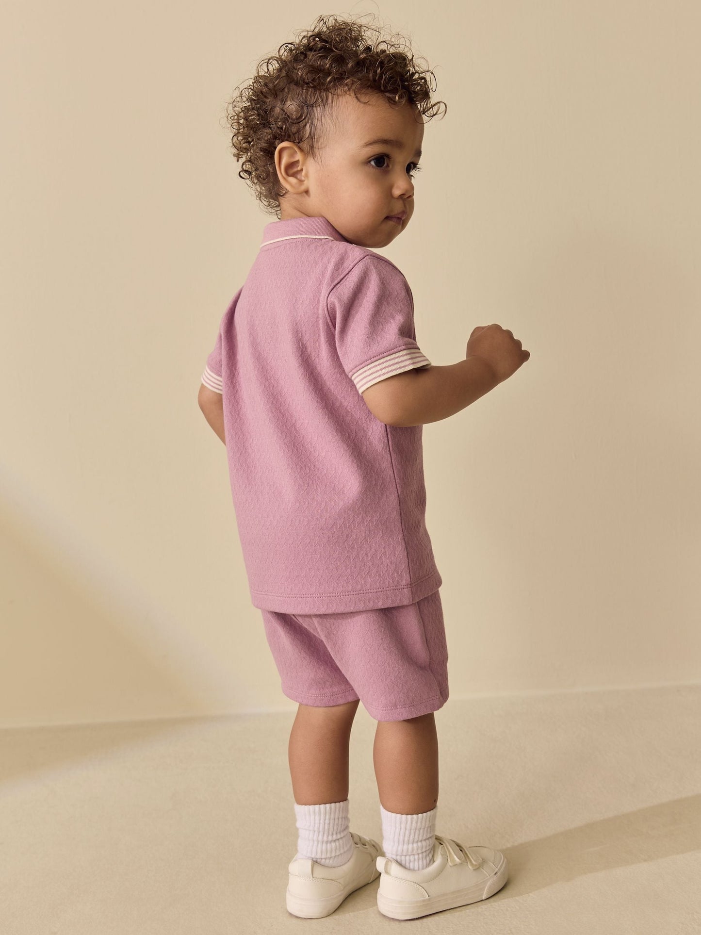 Pink Zip Neck Short Sleeve Polo Shirt And Shorts Set (3mths-7yrs) image 3