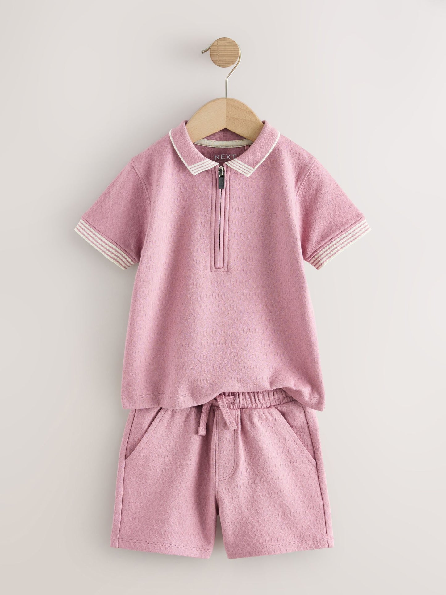 Pink Zip Neck Short Sleeve Polo Shirt And Shorts Set (3mths-7yrs) image 5