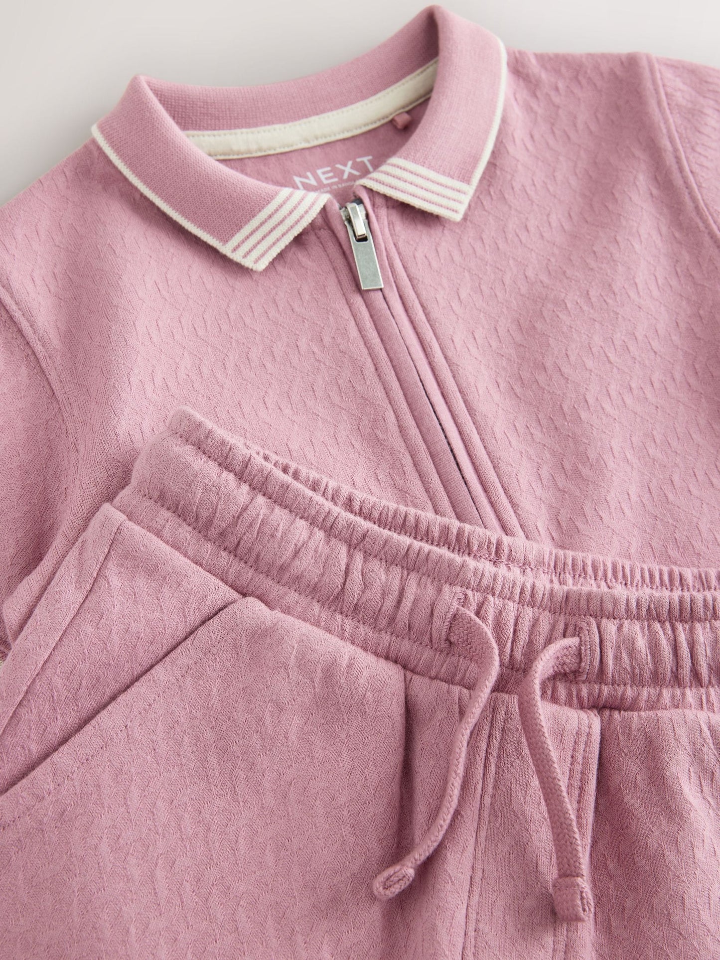 Pink Zip Neck Short Sleeve Polo Shirt And Shorts Set (3mths-7yrs) image 8