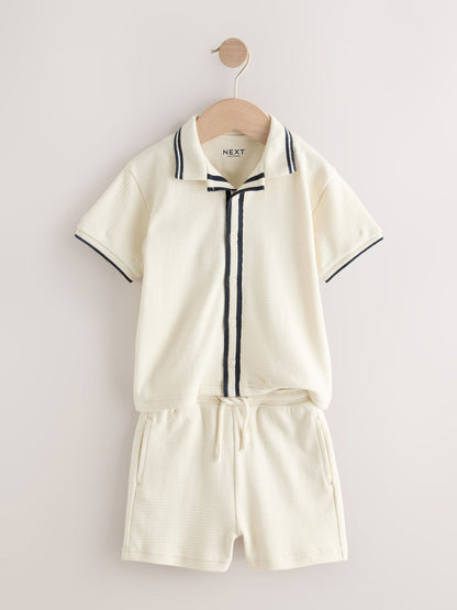 Ecru Short Sleeve Shirt and Shorts Set (3mths-7yrs) image 2