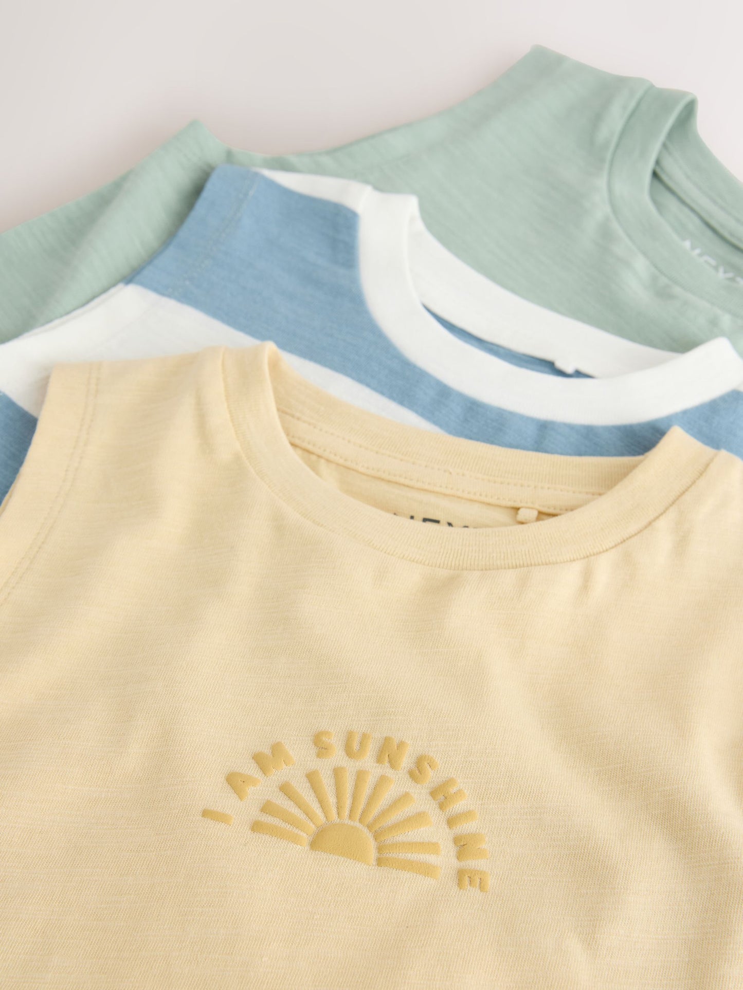 Multi Pastel Stripe Graphic Vests 3 Pack (3mths-7yrs) image 7