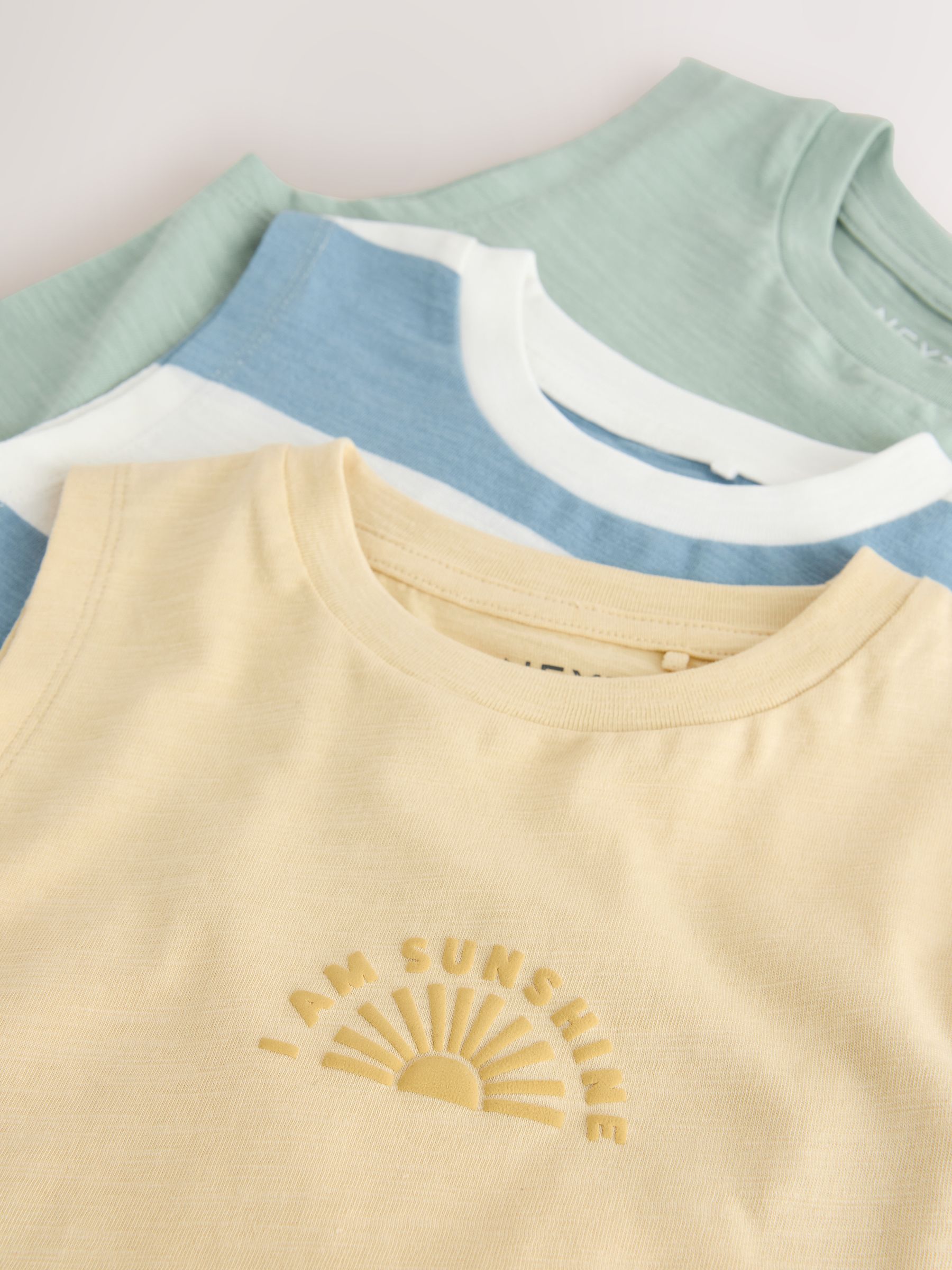 Multi Pastel Stripe Graphic Vests 3 Pack (3mths-7yrs) image 7