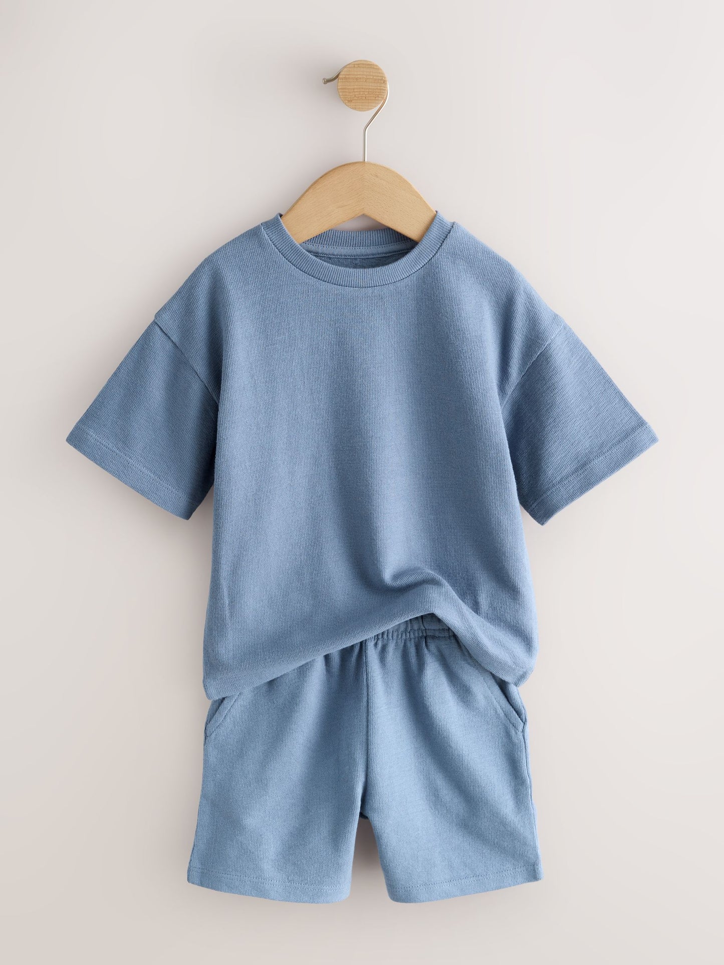 Blue/Green/Neutral Textured Short Sleeve T-Shirt and Shorts Set 3 Pack (3mths-7yrs) image 2
