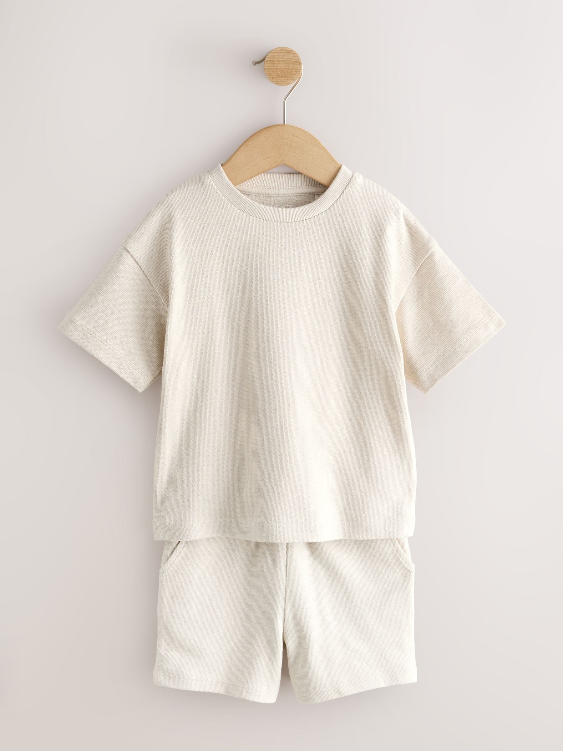 Blue/Green/Neutral Textured Short Sleeve T-Shirt and Shorts Set 3 Pack (3mths-7yrs) image 6