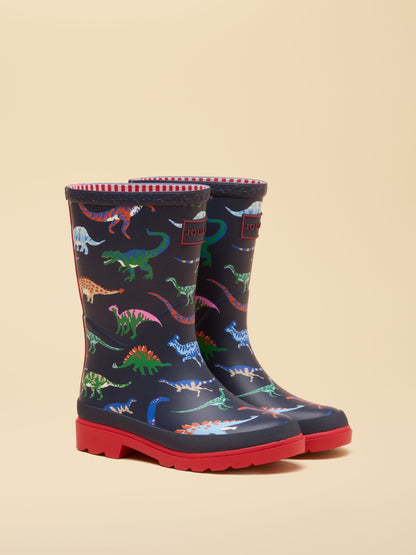 Joules Kids' Navy Dino Printed Welly image 1