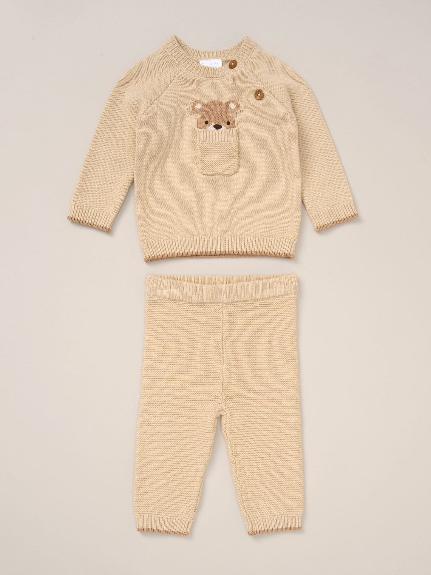 Rock-A-Bye Baby Boutique Brown True Knit Cardigan Trousers Outfit Set image 1