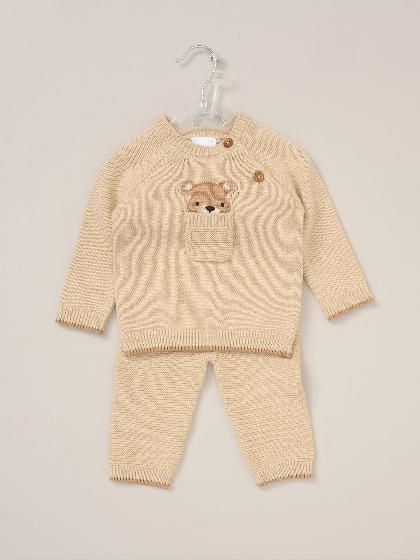 Rock-A-Bye Baby Boutique Brown True Knit Cardigan Trousers Outfit Set image 2