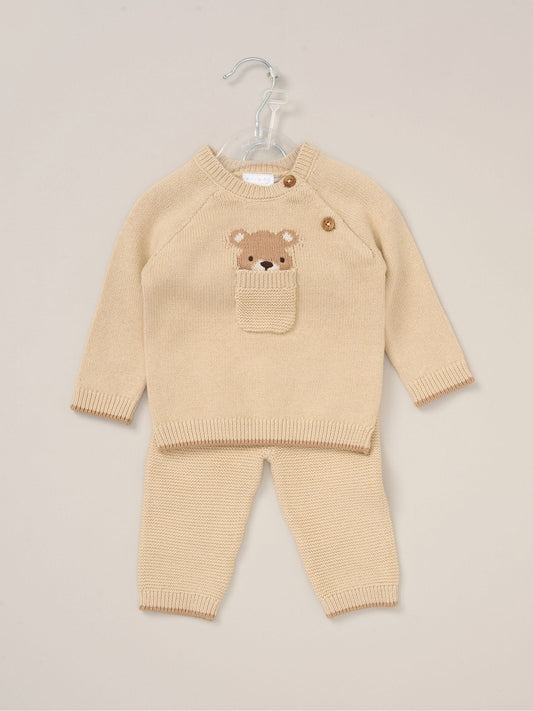 Rock-A-Bye Baby Boutique Brown True Knit Cardigan Trousers Outfit Set image 2
