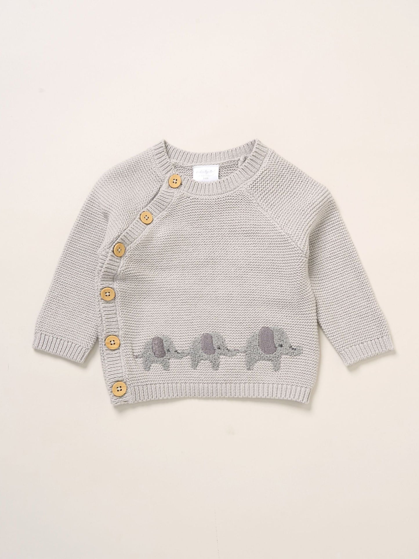 Rock-A-Bye Baby Boutique Grey True Knit Elephant Cardigan And Footed Trousers Outfit Set image 3