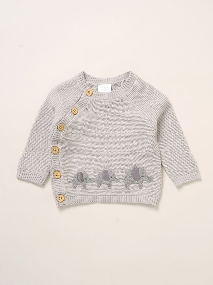 Rock-A-Bye Baby Boutique Grey True Knit Elephant Cardigan And Footed Trousers Outfit Set image 3