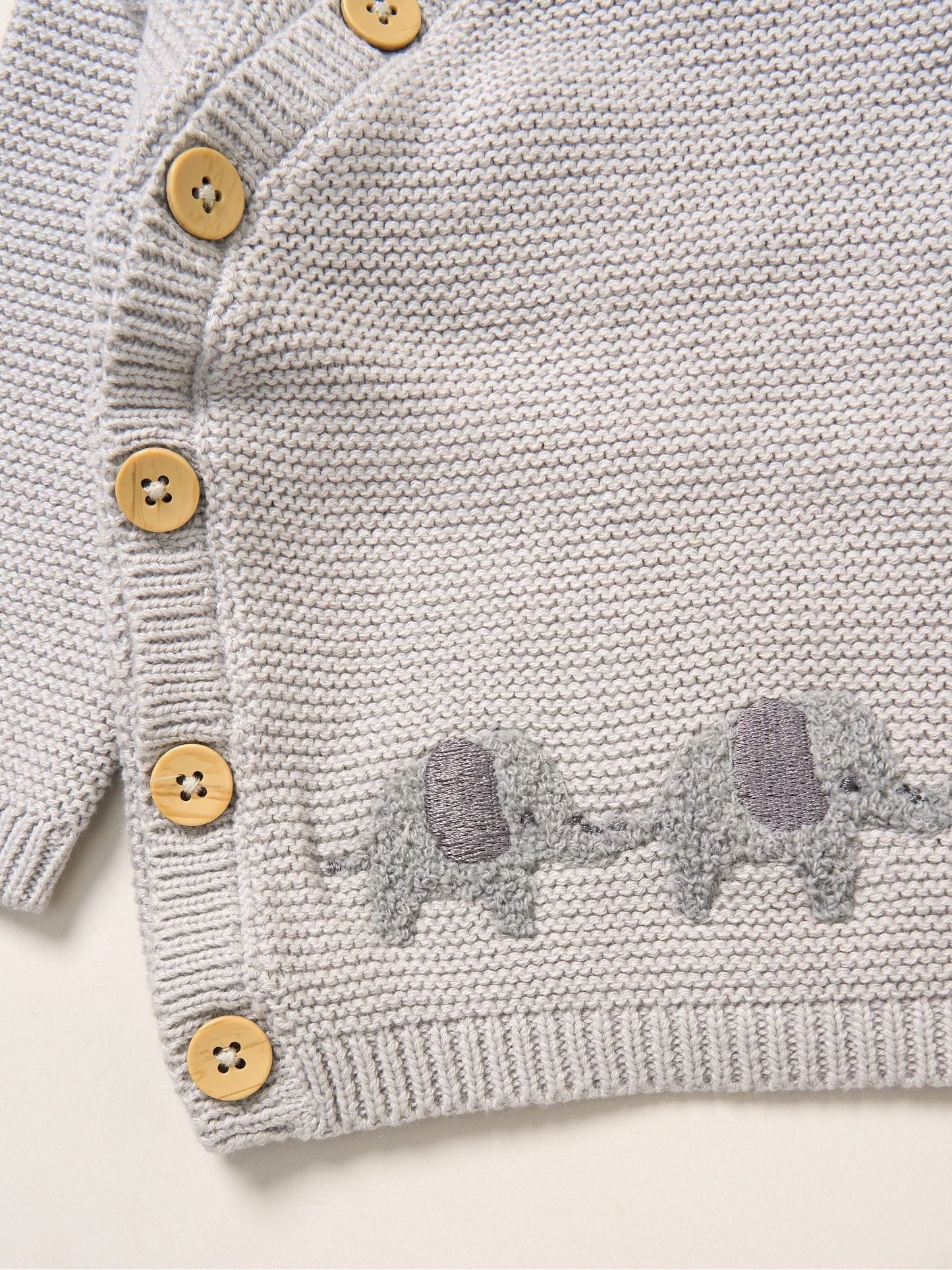 Rock-A-Bye Baby Boutique Grey True Knit Elephant Cardigan And Footed Trousers Outfit Set image 4
