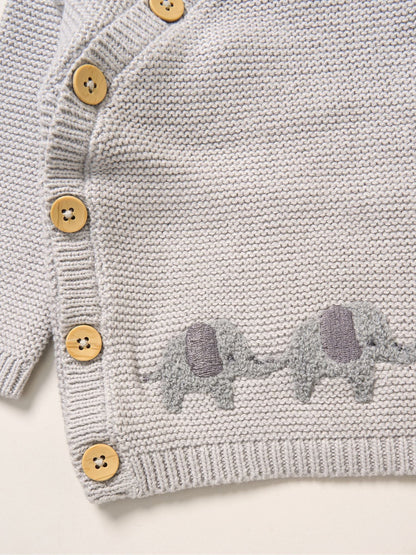 Rock-A-Bye Baby Boutique Grey True Knit Elephant Cardigan And Footed Trousers Outfit Set image 4