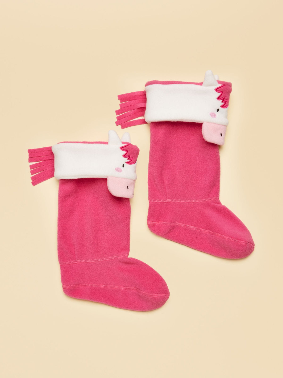 Joules Kids' Pink Horse Fleece Welly Socks - image 1