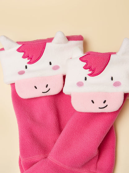 Joules Kids' Pink Horse Fleece Welly Socks - image 2