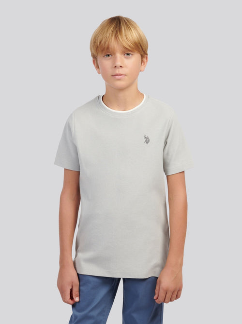 U.S. Polo Assn Grey Boys Knit Texture T-Shirt image 1