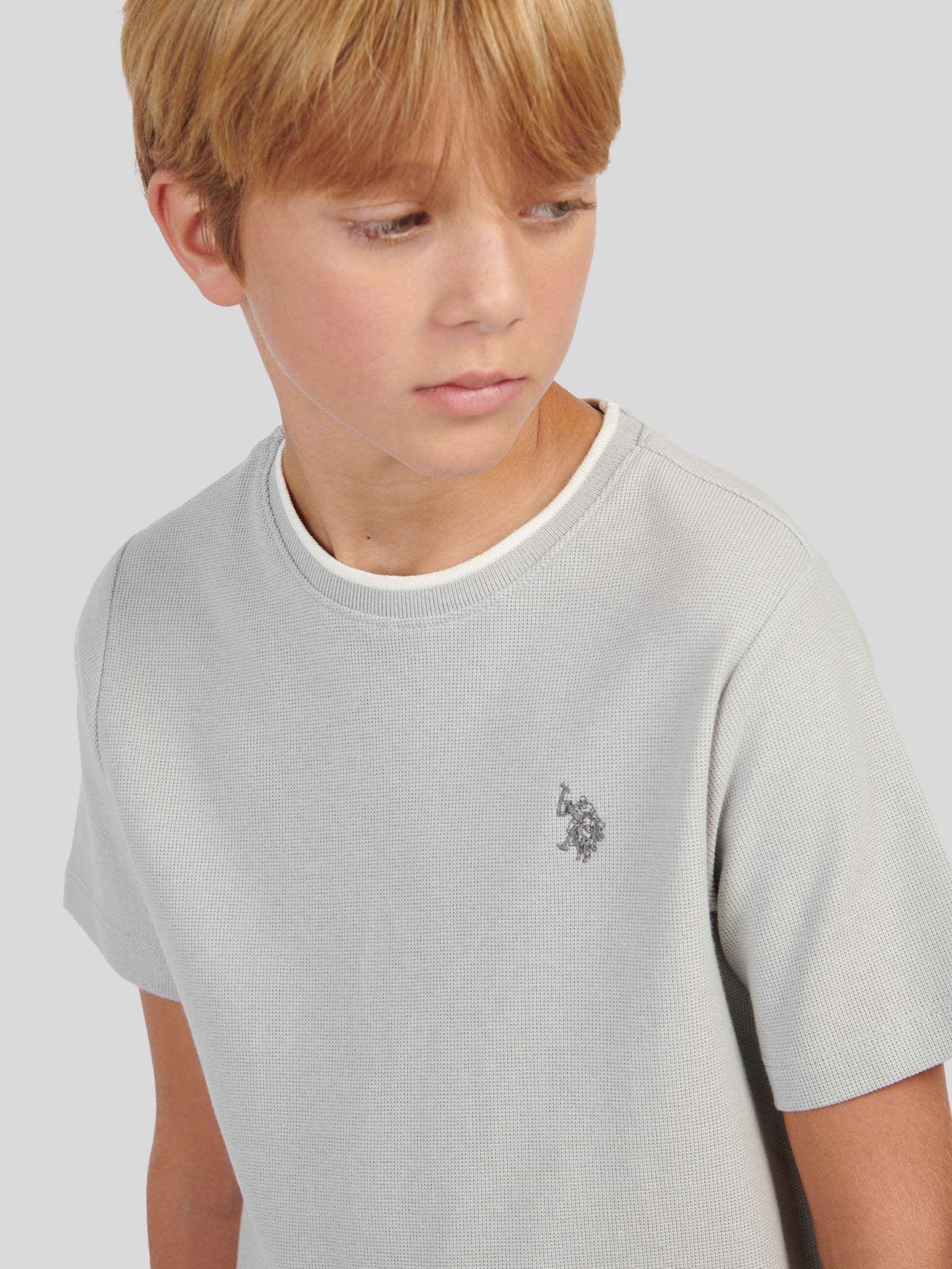 U.S. Polo Assn Grey Boys Knit Texture T-Shirt image 2