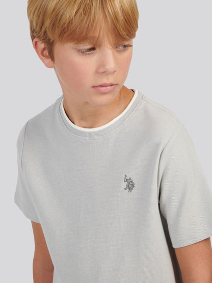 U.S. Polo Assn Grey Boys Knit Texture T-Shirt image 2
