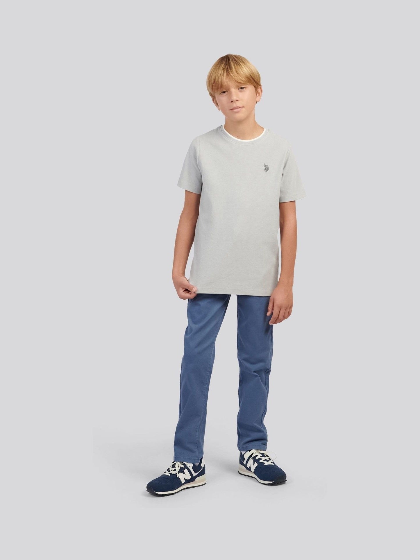 U.S. Polo Assn Grey Boys Knit Texture T-Shirt image 3