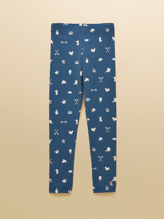 Joules Navy Girls' Horse Icon Printed Jersey Leggings - image 1