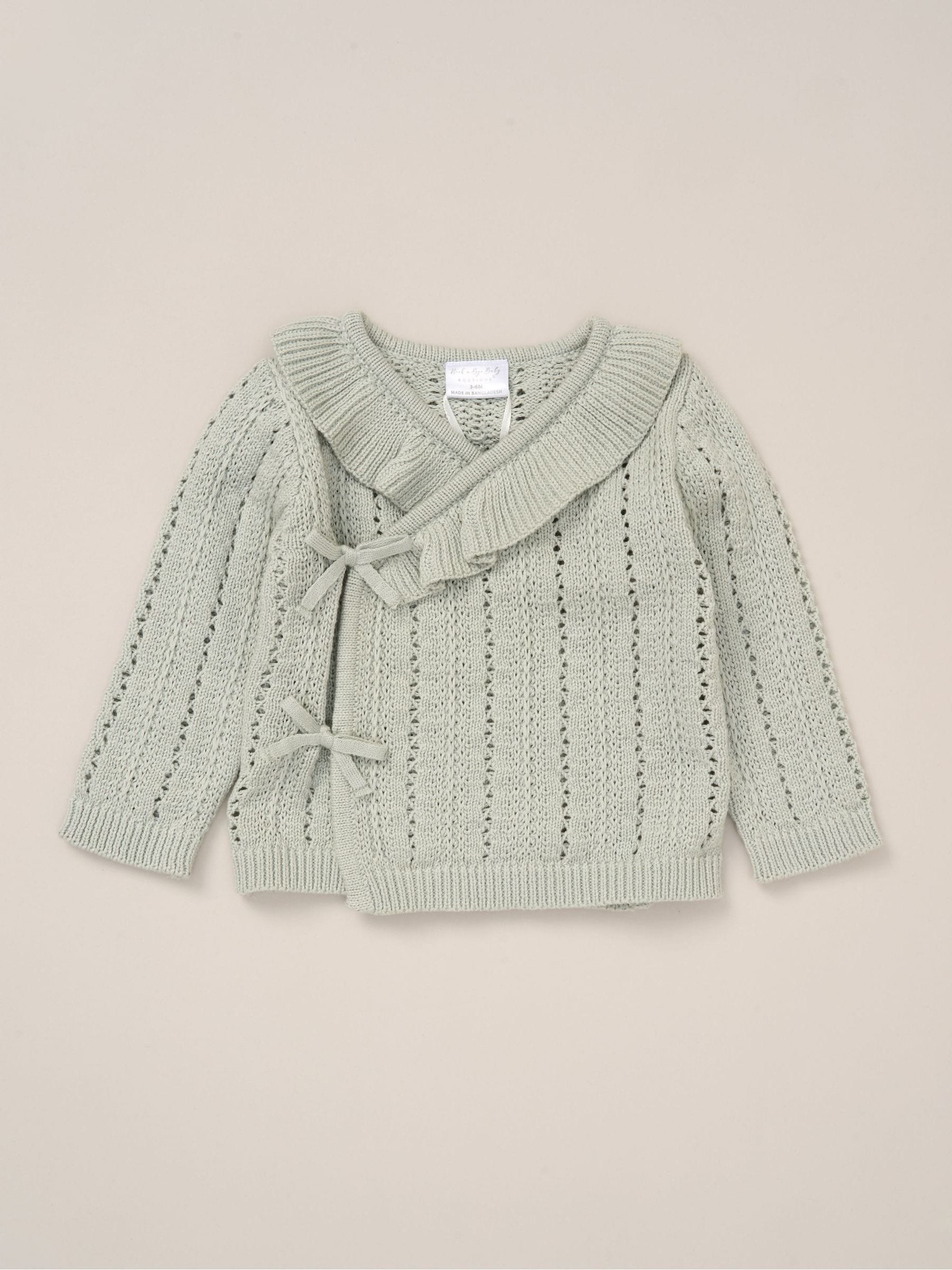 Rock-A-Bye Baby Boutique Green Knit Cardigan And Footed Leggings Set image 3