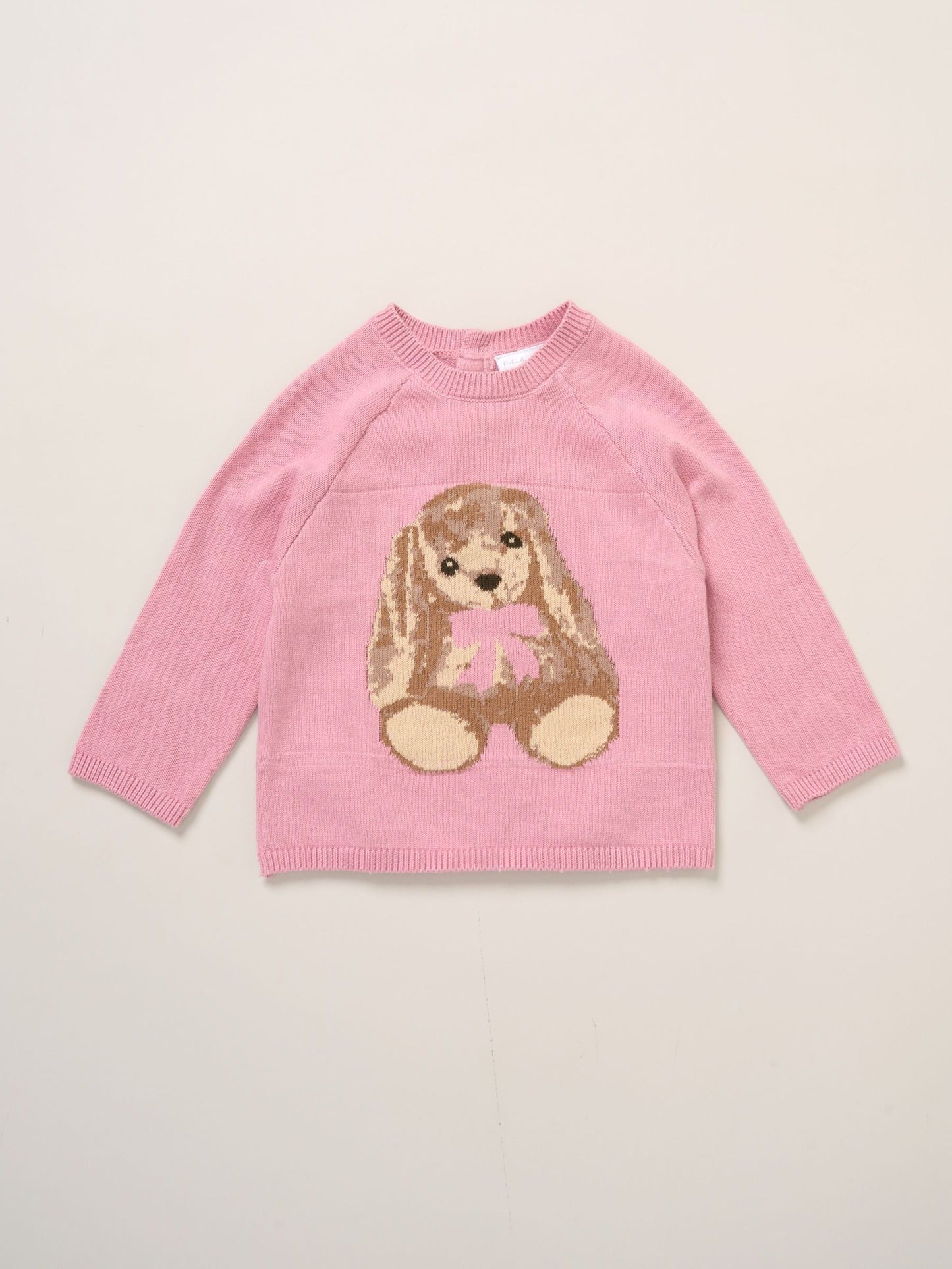 Rock-A-Bye Baby Boutique Pink True Knit Bunny Jumper And Footed Trousers Outfit Set image 3