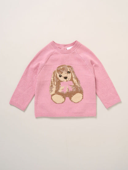 Rock-A-Bye Baby Boutique Pink True Knit Bunny Jumper And Footed Trousers Outfit Set image 3