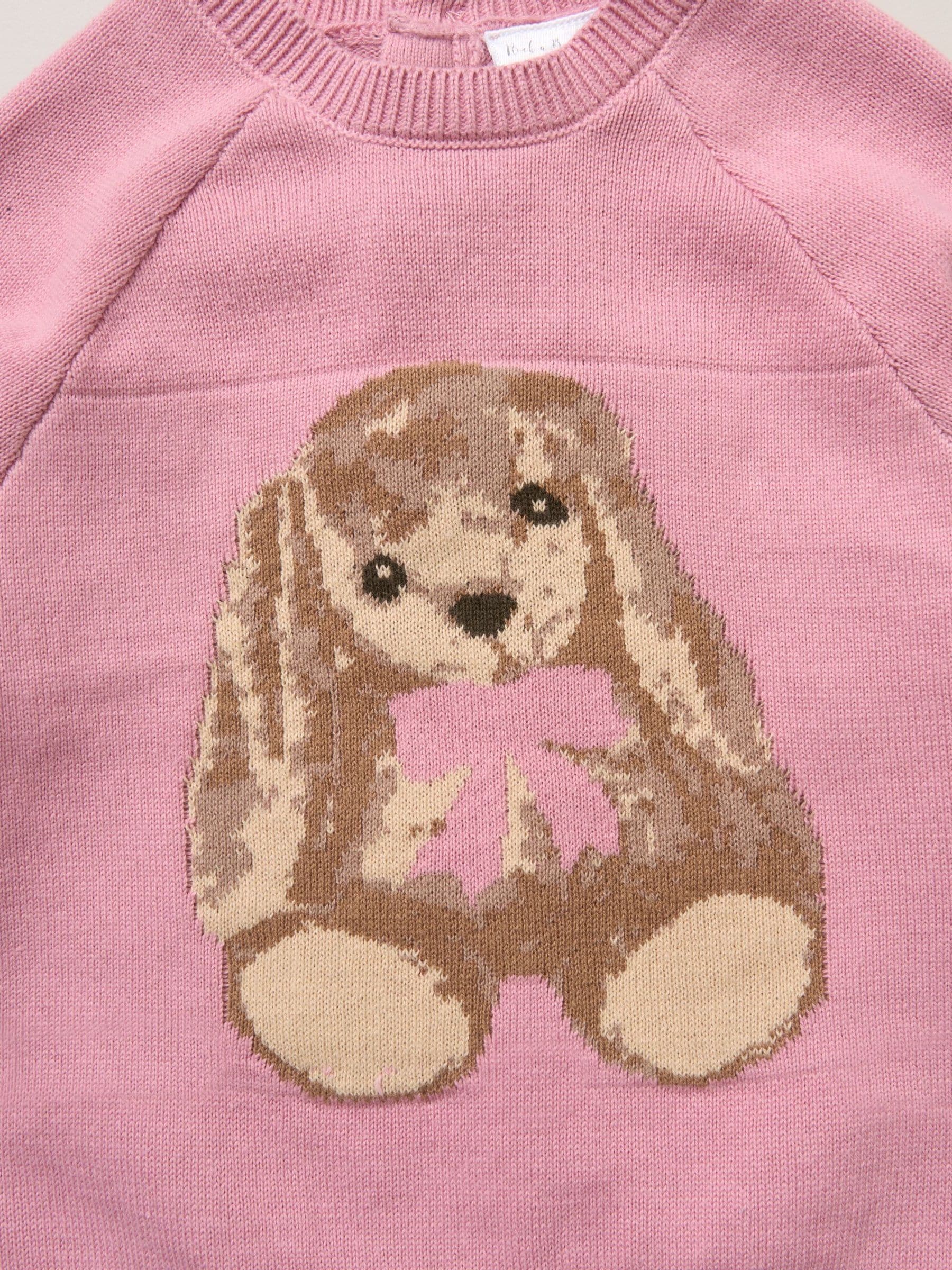 Rock-A-Bye Baby Boutique Pink True Knit Bunny Jumper And Footed Trousers Outfit Set image 4