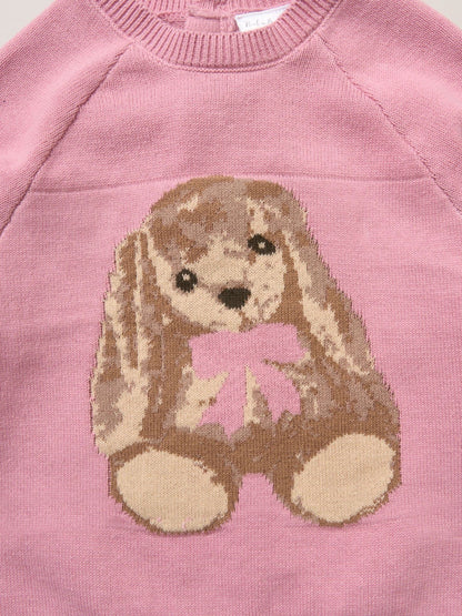 Rock-A-Bye Baby Boutique Pink True Knit Bunny Jumper And Footed Trousers Outfit Set image 4