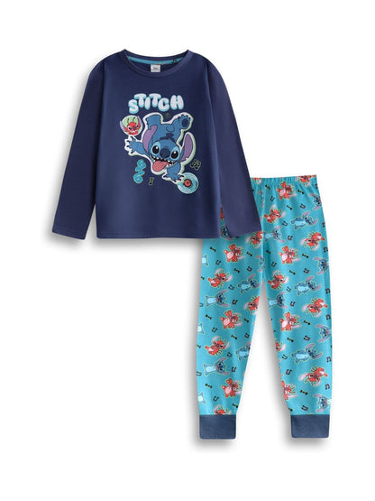 Dsiney Kidz - Vanilla Underground Blue Lilo & Stitch Character Long Sleeve Long Leg Pyjamas Set image 1